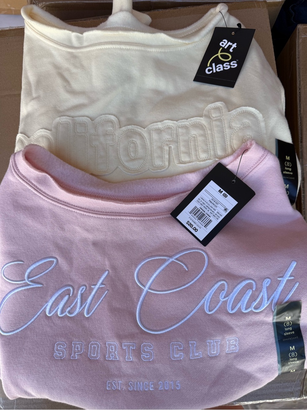 2X Girls' Off the Shoulder Graphic Sweatshirt - art class™  M 1 Yellow & 1 Pink